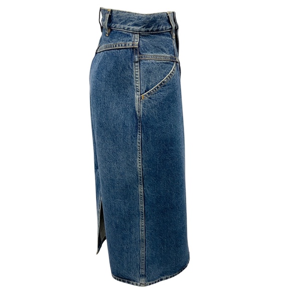 CELINE BLUE 2021 HIGH WAISTED DENIM MIDI SKIRT - Picture 2 of 6